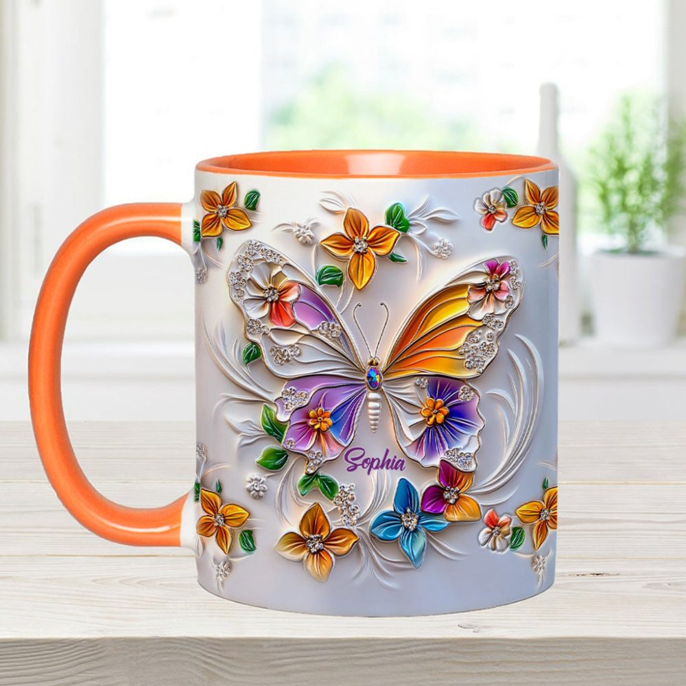 Stunning Butterfly - Personalized Butterfly Accent Mug - Image 4