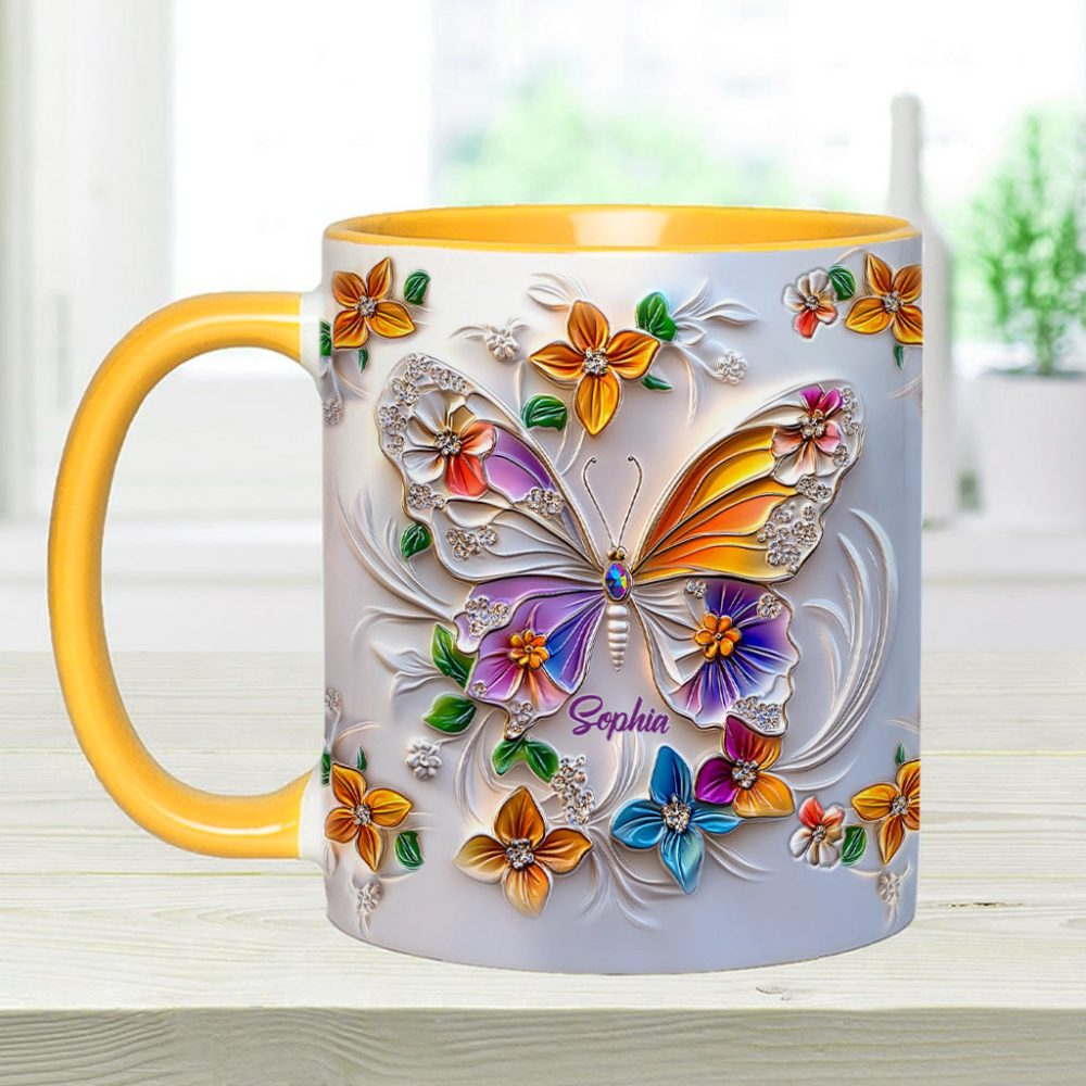 Stunning Butterfly - Personalized Butterfly Accent Mug - Image 6