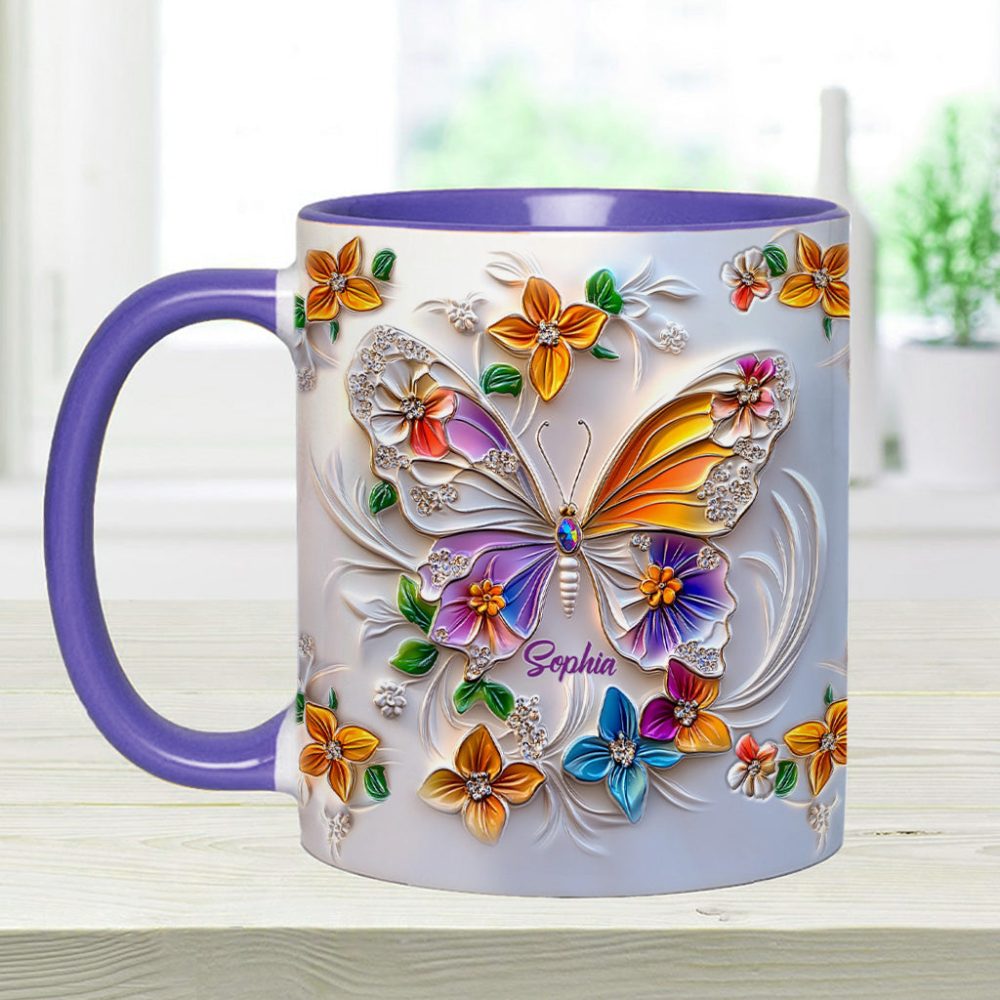 Stunning Butterfly - Personalized Butterfly Accent Mug - Image 5
