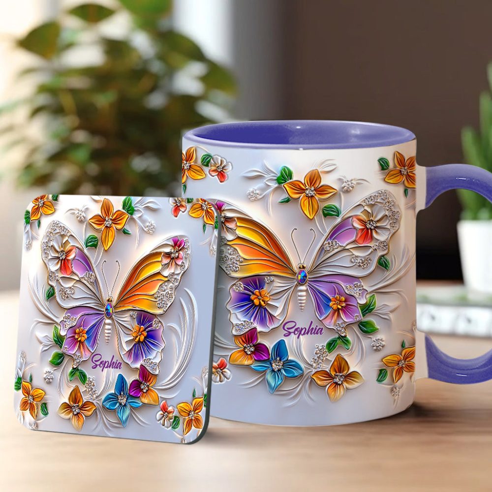 Stunning Butterfly - Personalized Butterfly Accent Mug - Image 11