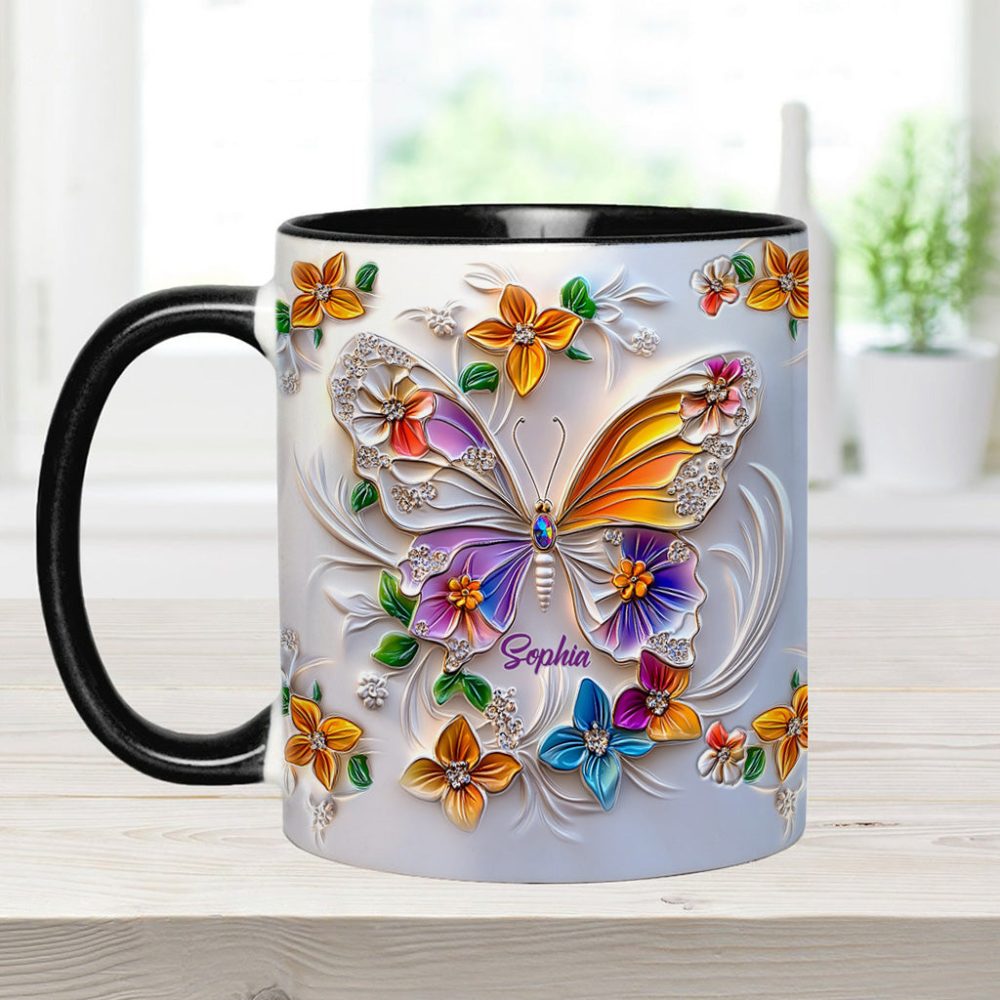 Stunning Butterfly - Personalized Butterfly Accent Mug - Image 7