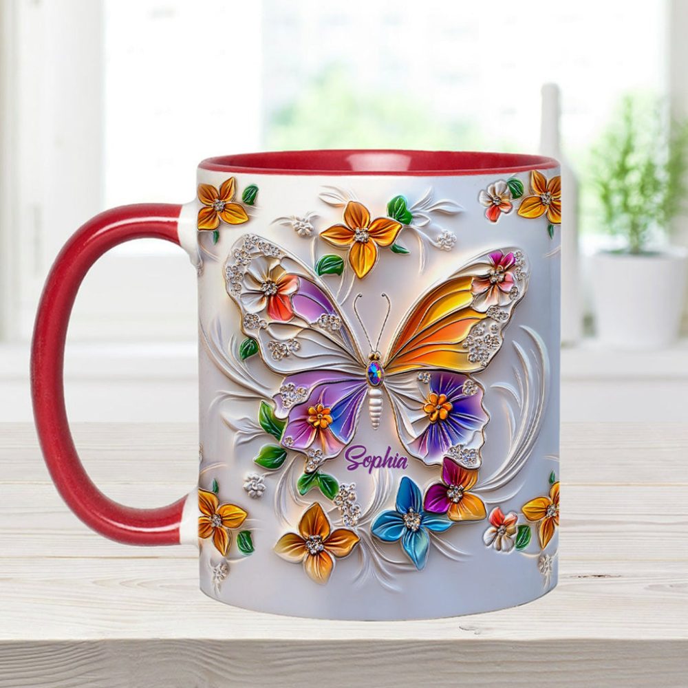 Stunning Butterfly - Personalized Butterfly Accent Mug - Image 8