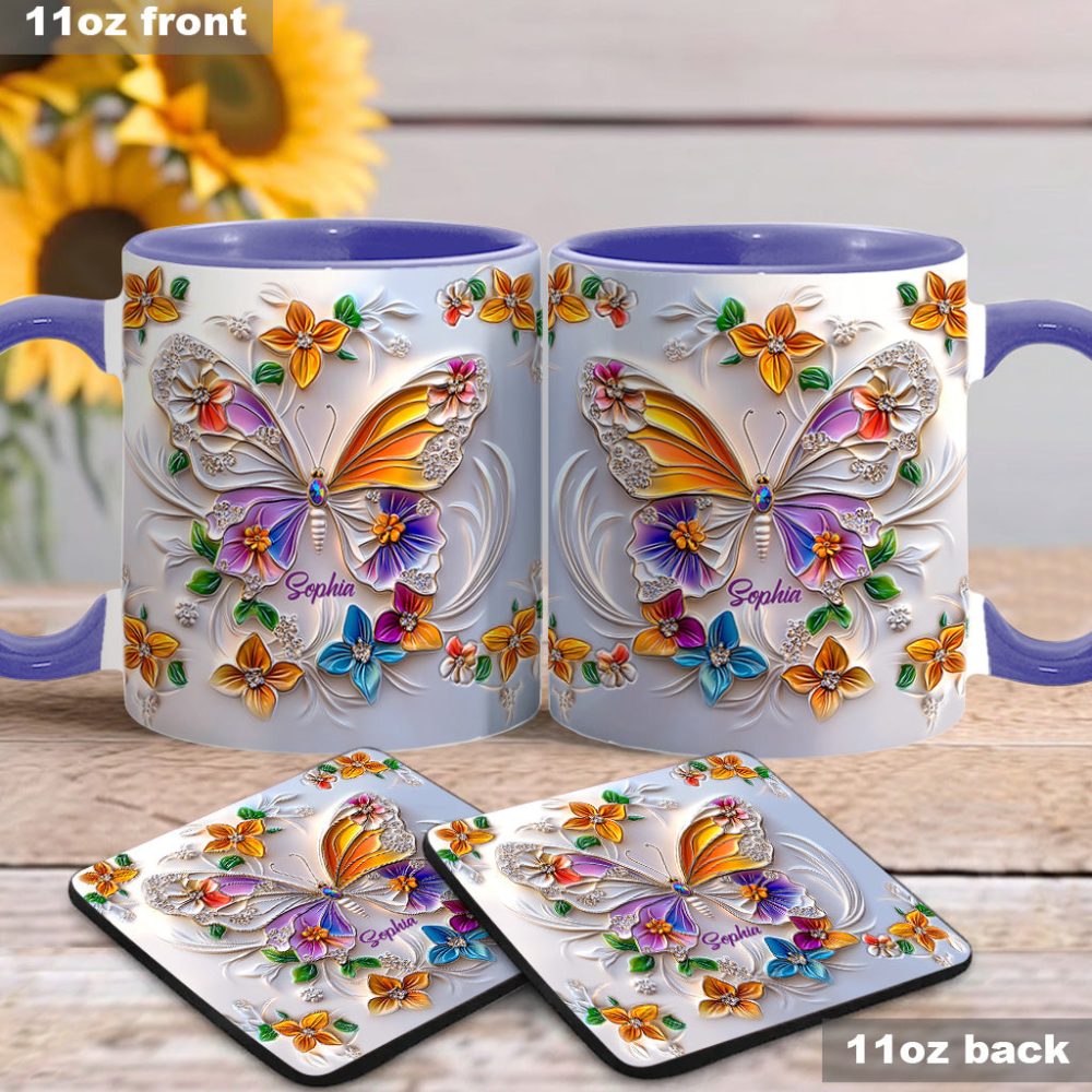 Stunning Butterfly - Personalized Butterfly Accent Mug - Image 12