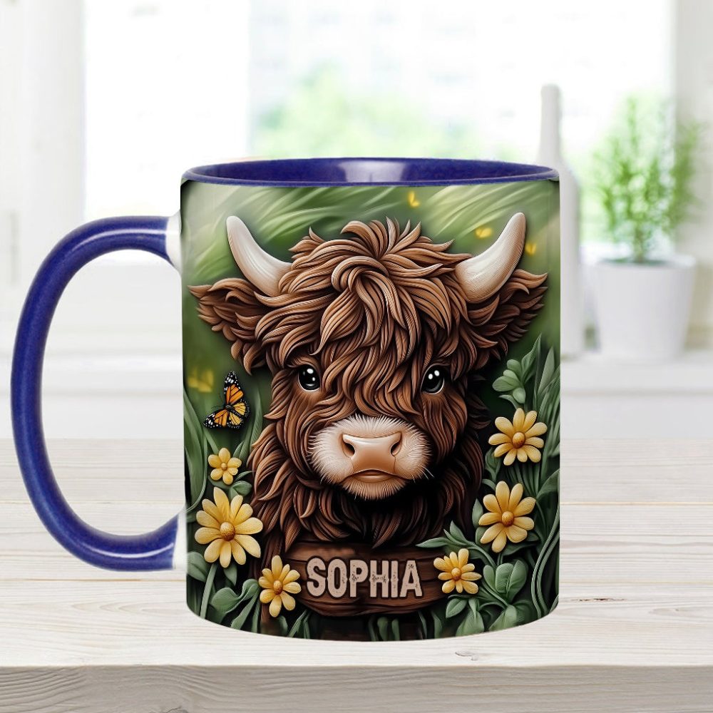 Baby Highland Cow - Personalized Cow Accent Mug - Image 10