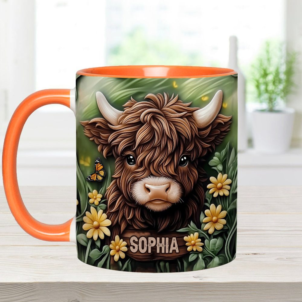 Baby Highland Cow - Personalized Cow Accent Mug - Image 4