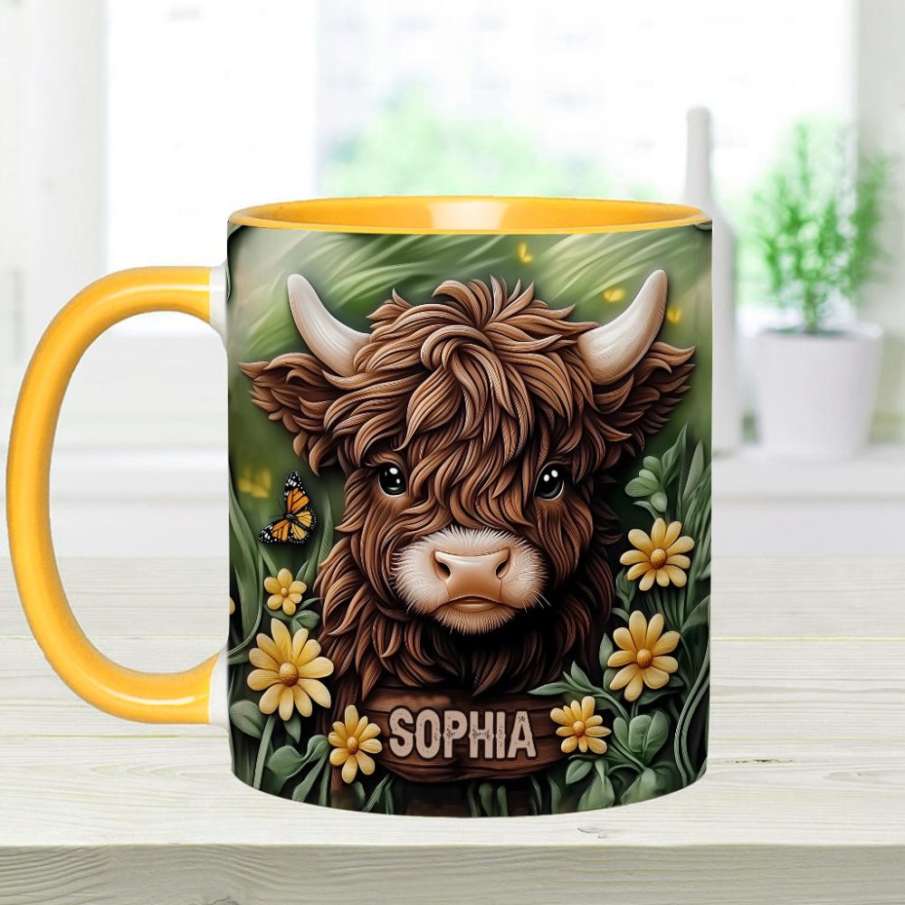 Baby Highland Cow - Personalized Cow Accent Mug - Image 6
