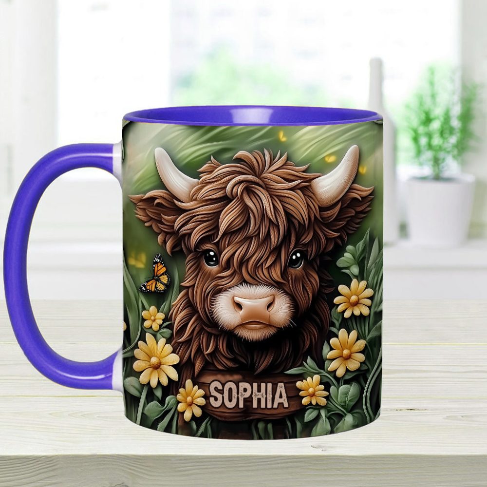 Baby Highland Cow - Personalized Cow Accent Mug - Image 5