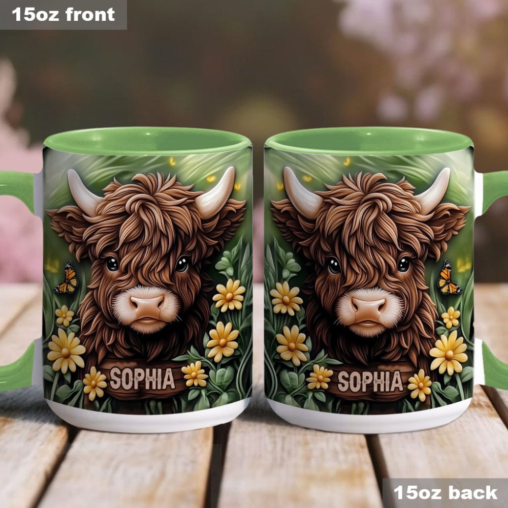 Baby Highland Cow - Personalized Cow Accent Mug - Image 11