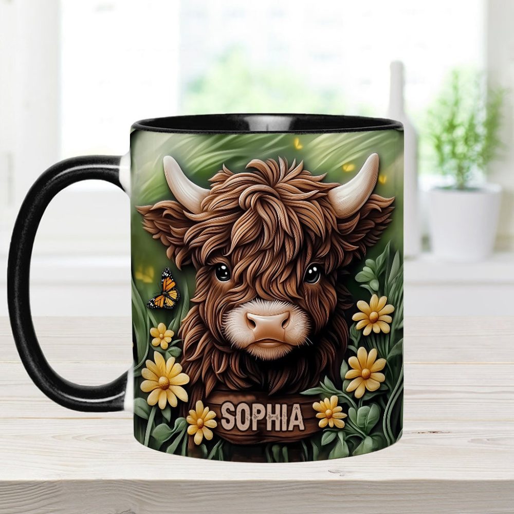 Baby Highland Cow - Personalized Cow Accent Mug - Image 7