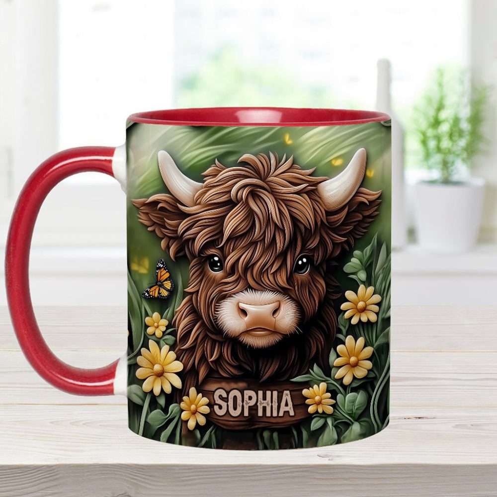 Baby Highland Cow - Personalized Cow Accent Mug - Image 8