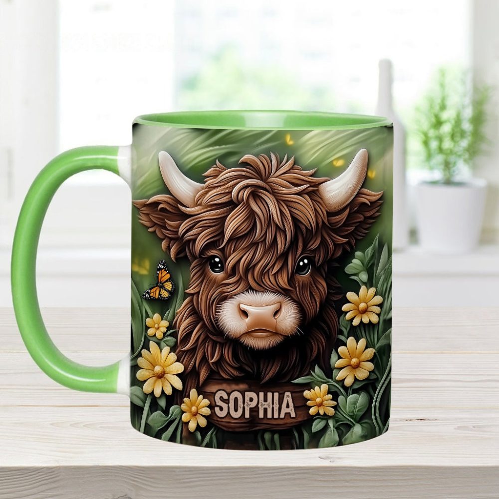 Baby Highland Cow - Personalized Cow Accent Mug - Image 2