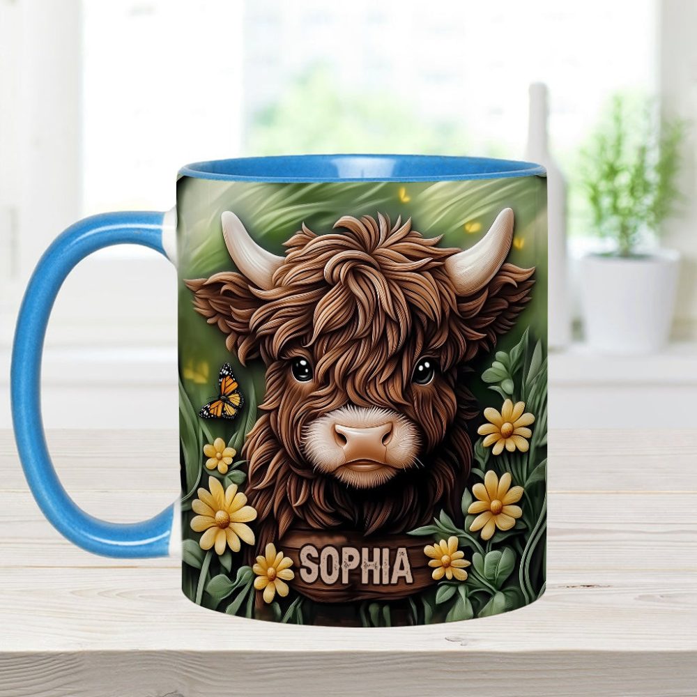 Baby Highland Cow - Personalized Cow Accent Mug - Image 3