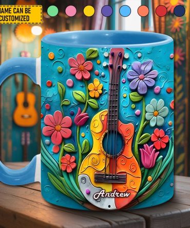 Guitar Flowers - Personalized Guitar Accent Mug