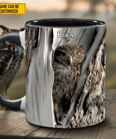 Personalized Owl In The Woods Accent Mug