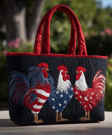 American Pride Rooster Quilted Tote Bag