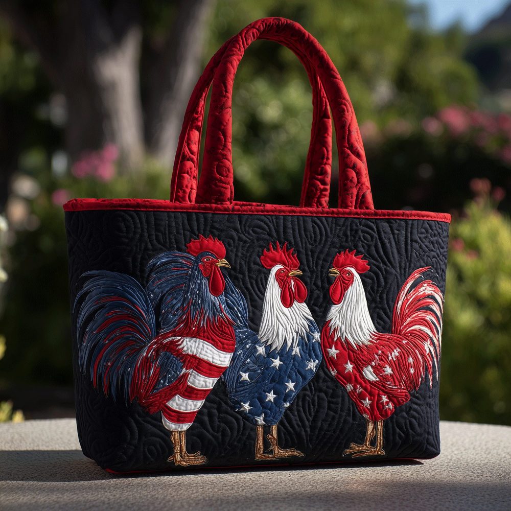 American Pride Rooster Quilted Tote Bag