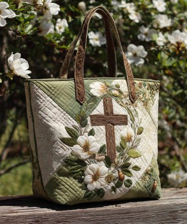Anointed Pattern Quilted Tote Bag