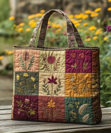 Autumn Bloom Quilted Tote Bag