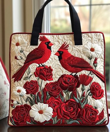 Autumn Cardinal Quilted Tote Bag