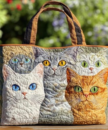 Autumn Cat Quilted Tote Bag