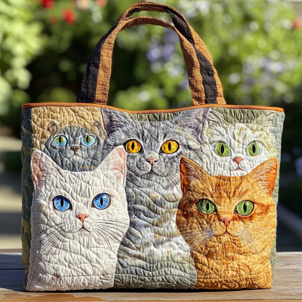 Autumn Cat Quilted Tote Bag