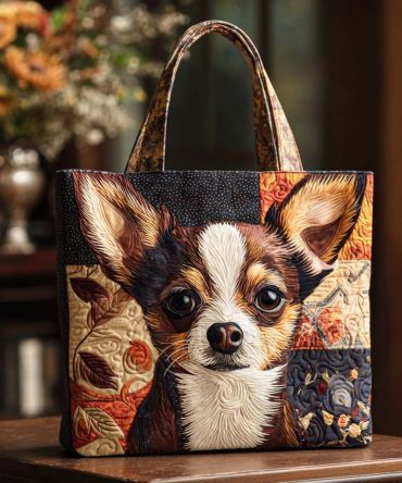 Autumn Chihuahua Quilted Tote Bag
