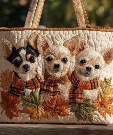 Autumn Chihuahua Quilted Tote Bag