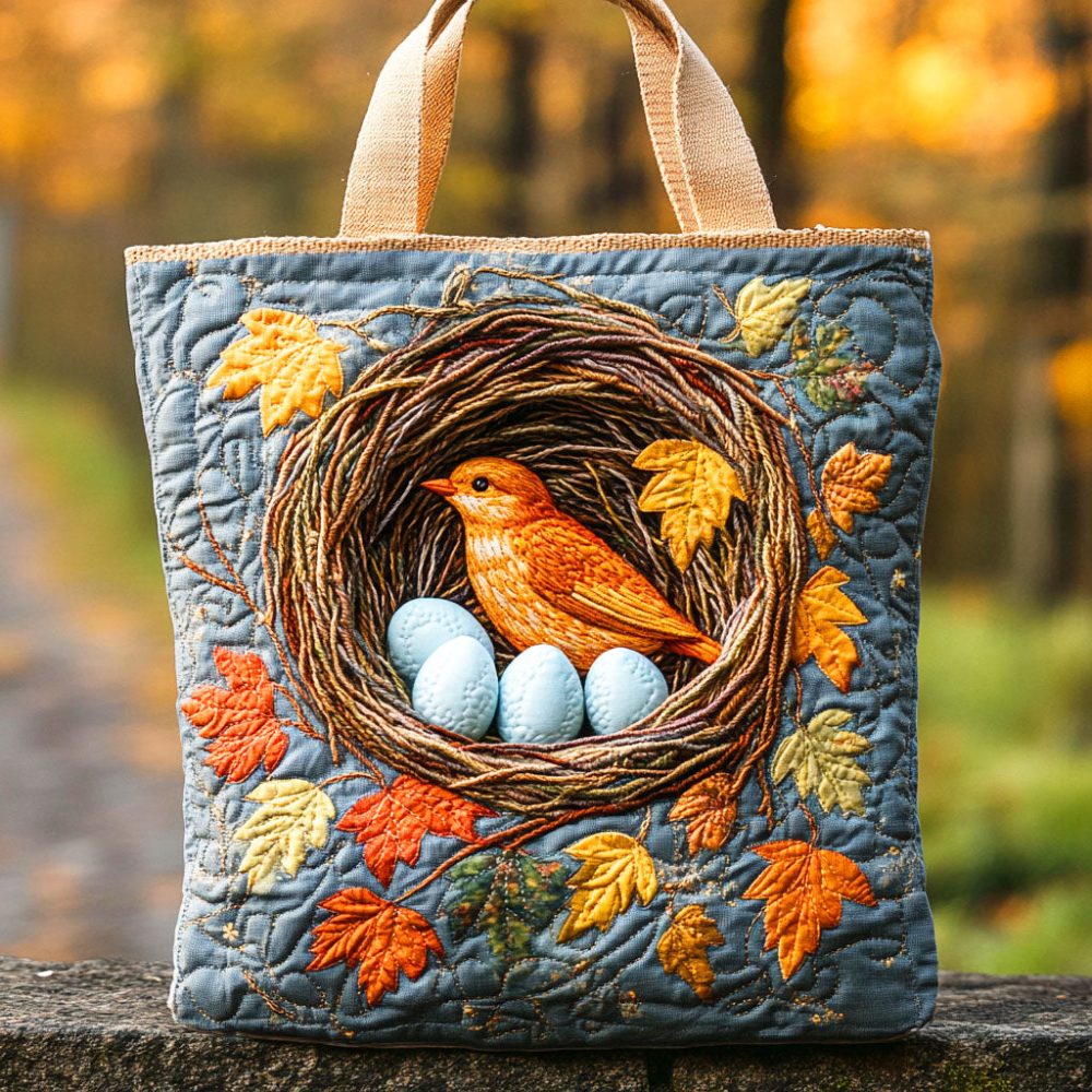 Autumn Nest Quilted Tote Bag