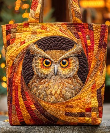 Autumn Owl Quilted Tote Bag