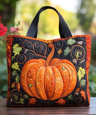 Autumn Pumpkin Quilted Tote Bag