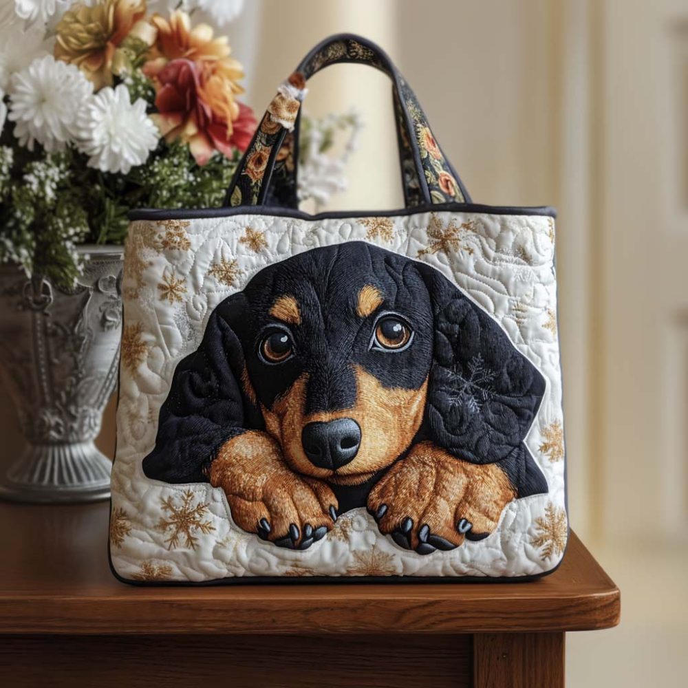Autumn Pup Quilted Tote Bag