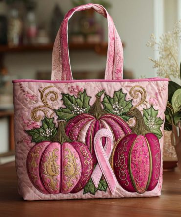Autumn Ribbon Harvest Quilted Tote Bag