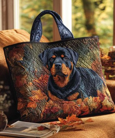 Autumn Rottweiler Rest Quilted Tote Bag