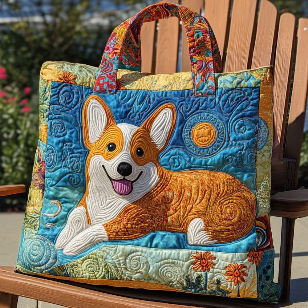 Beach Bum Corgi Quilted Tote Bag