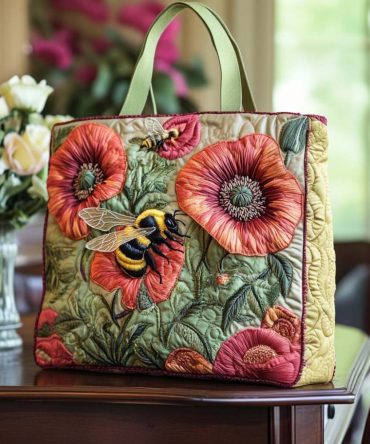 Bee Blossom Quilted Tote Bag
