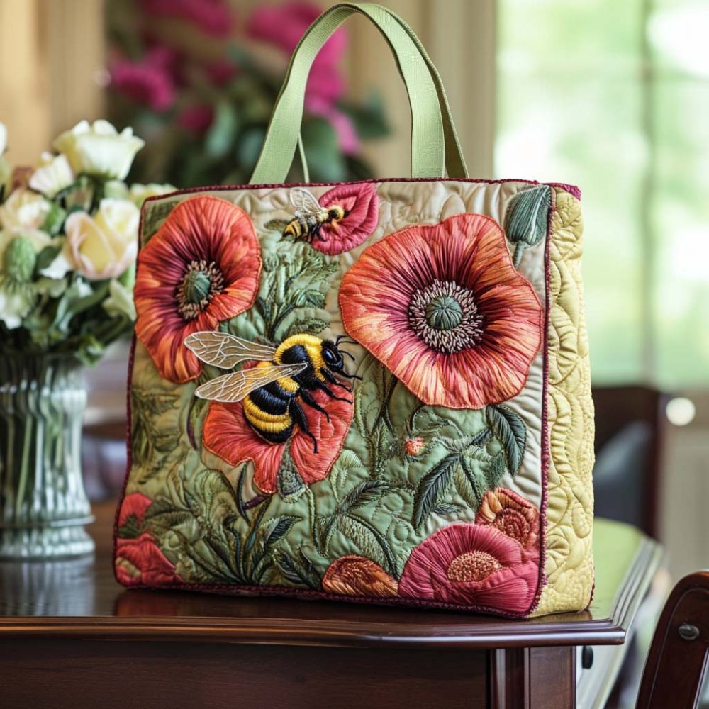 Bee Blossom Quilted Tote Bag