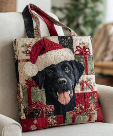 Black Lab Cheer Quilted Tote Bag