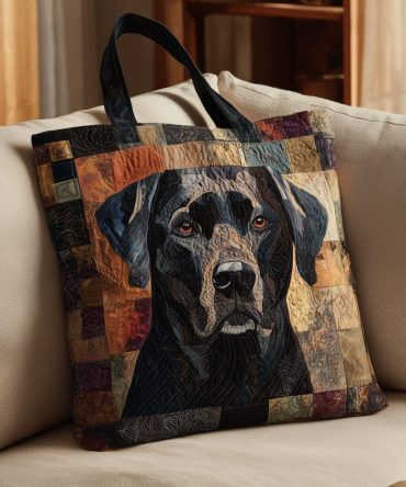 Black Lab Gaze Quilted Tote Bag