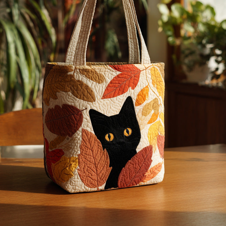 Black Purrfection Quilted Tote Bag