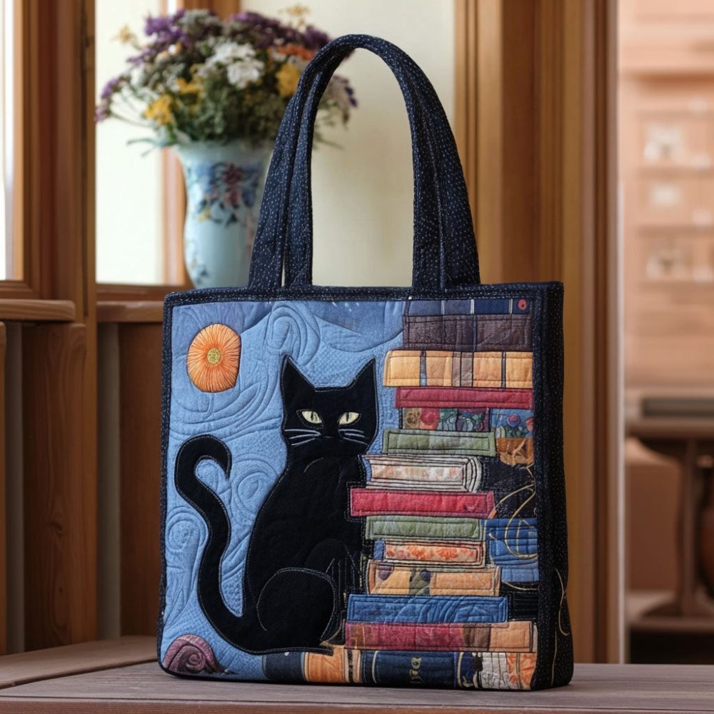 Black Velvet Paw Quilted Tote Bag