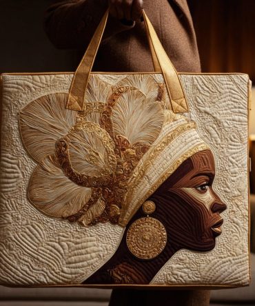 Black Woman Crown Quilted Tote Bag