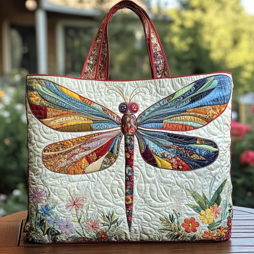Bloom Dragonfly Quilted Tote Bag