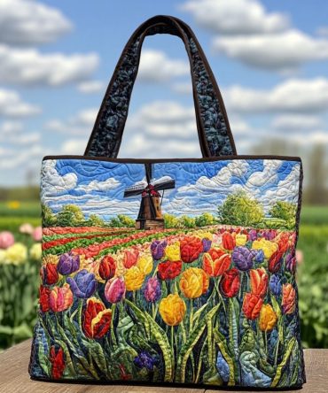 Bloom Path Quilted Tote Bag