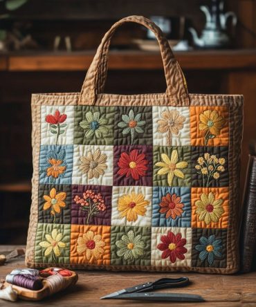 Blooming Threads Quilted Tote Bag