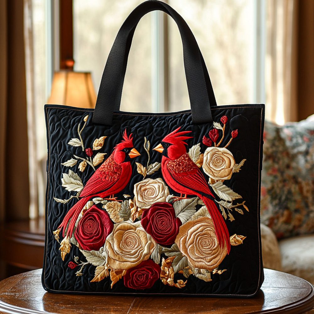 Blossom Cardinal Quilted Tote Bag