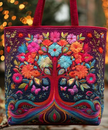 Blossoming Soul Tree Quilted Tote Bag