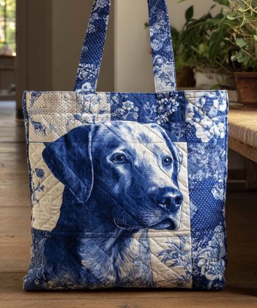 Blue Labrador Charm Quilted Tote Bag
