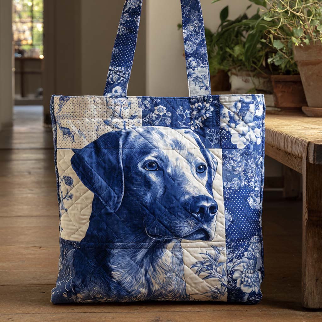 Blue Labrador Charm Quilted Tote Bag