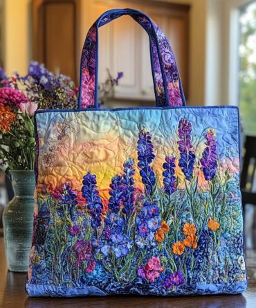 Bluebonnet Garden Song Quilted Tote Bag