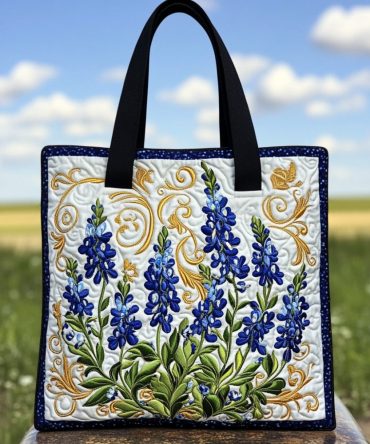 Bluebonnet Kiss Quilted Tote Bag
